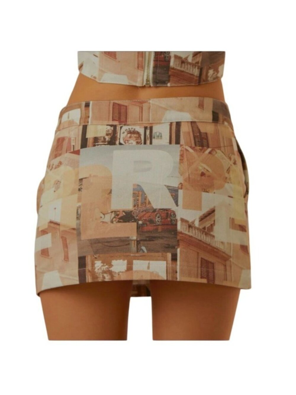 Womens Mini Skirt Neutral Film Graphic A-Line Size 2 NWT Peppermayo On The Edge - Picture 3 of 15
